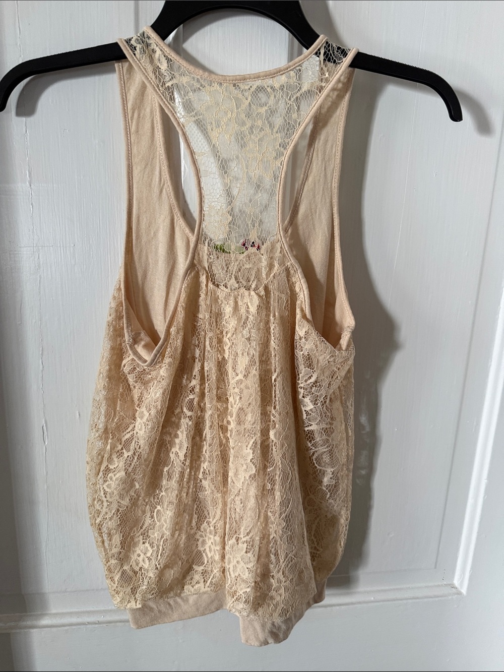 Express Beige Lace Racerback Tank Top - Picture 4 of 5